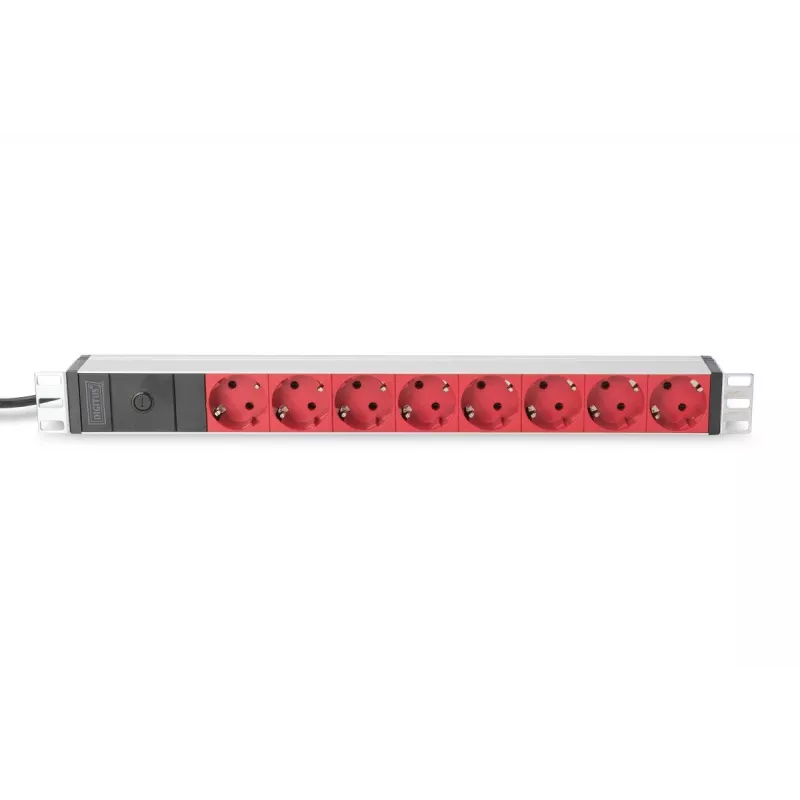 Digitus DN-95410 PDU para rack 1U de aluminio, 8x Schuko, 2 m, enchufe IEC C14