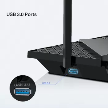Router TP-Link Archer AX5400 Multi-Gigabit WiFi 6, Wi-Fi 6 (802.11ax), Doble banda (2,4 GHz / 5 GHz), Ethernet LAN, Negro, Router de sobremesa/varilla