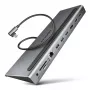 Docking station Axagon HMC-4KX3 Hub USB-C 5Gbps, 3x USB-A, 2x HDMI, DP, RJ-45, SD/microSD, Audio, PD 100W, Cable 40cm