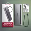 Docking station Axagon HMC-4KX3 Hub USB-C 5Gbps, 3x USB-A, 2x HDMI, DP, RJ-45, SD/microSD, Audio, PD 100W, Cable 40cm