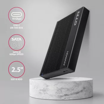 Carcasa HDD/SSD Axagon EE25-GTR USB-C 3.2 Gen 2 Negra 2,5 pulgadas