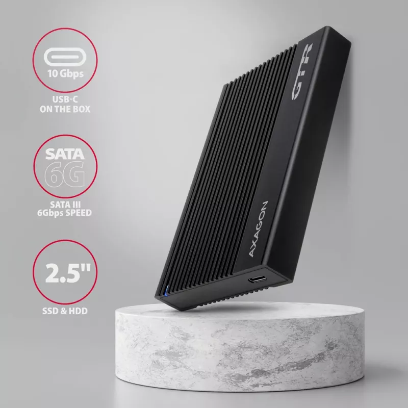 Carcasa HDD/SSD Axagon EE25-GTR USB-C 3.2 Gen 2 Negra 2,5 pulgadas