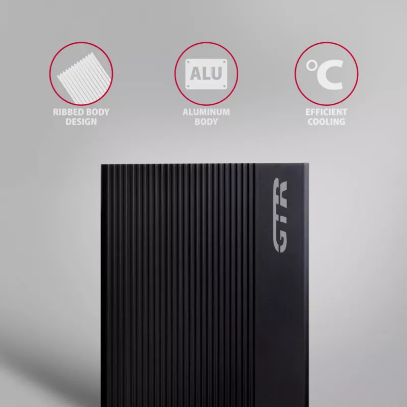 Axagon EE35-GTR USB-C 5Gbps - SATA 6G, 3.5 RIBBED box BLACK - Carcasa HDD USB Type-C 3,5 pulgadas