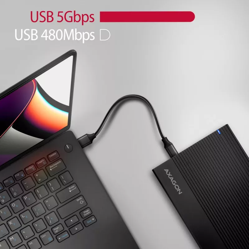 Axagon EE35-GTR USB-C 5Gbps - SATA 6G, 3.5 RIBBED box BLACK - Carcasa HDD USB Type-C 3,5 pulgadas