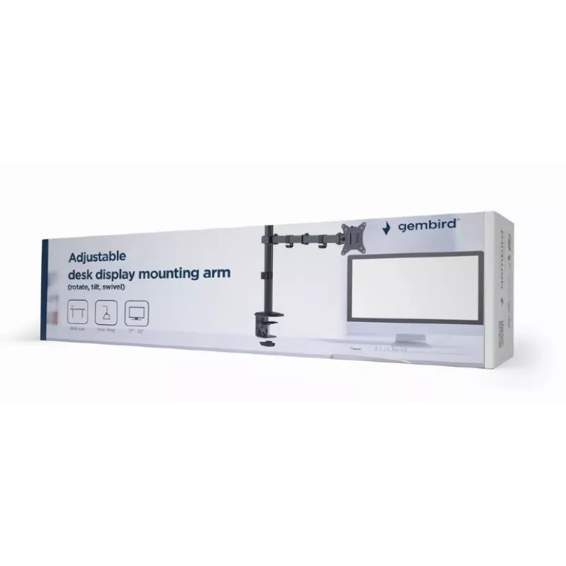 Pinza de soporte para monitor GEMBIRD MA-D1-01 para pantallas de 17–32 pulgadas, VESA 75×75–100×100, hasta 9 kg, negra