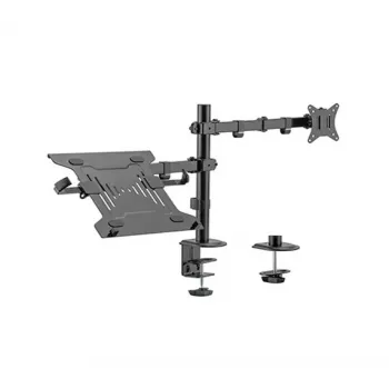 Soporte para monitor Gembird MA-DA-03 para pantallas de 32 pulgadas, pinza de mesa/pasacables, doble brazo, VESA 75x75–100x100, negro