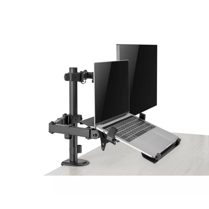 Soporte para monitor Gembird MA-DA-03 para pantallas de 32 pulgadas, pinza de mesa/pasacables, doble brazo, VESA 75x75–100x100, negro