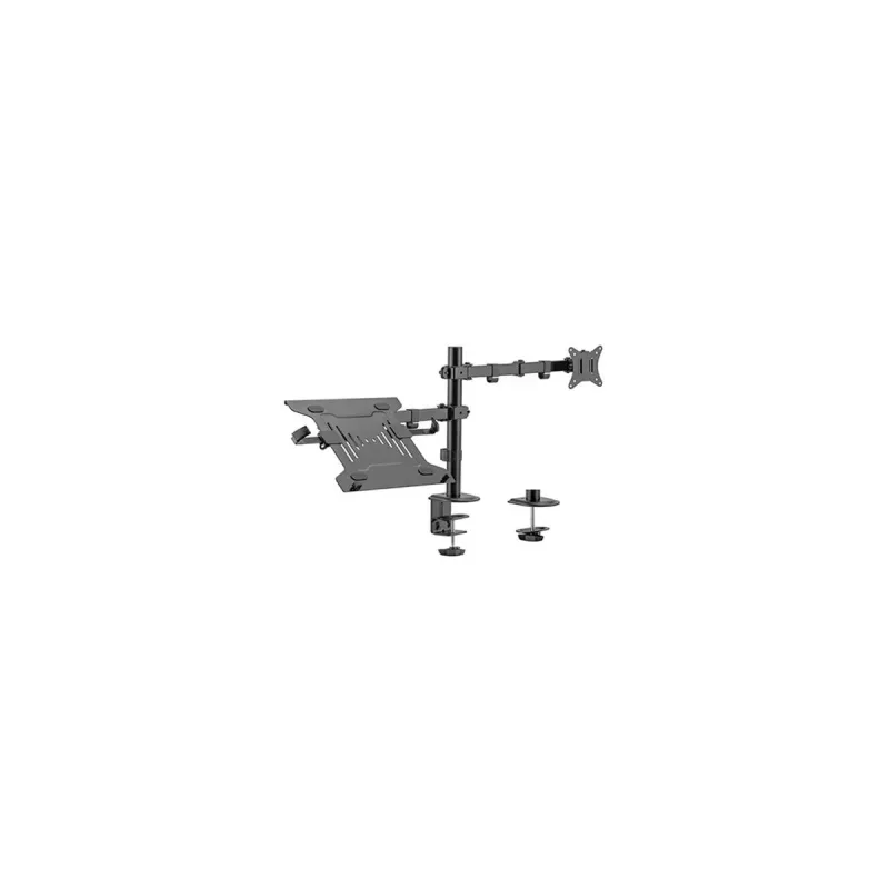 Soporte para monitor Gembird MA-DA-03 para pantallas de 32 pulgadas, pinza de mesa/pasacables, doble brazo, VESA 75x75–100x100, negro