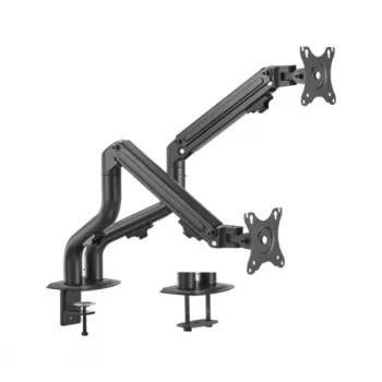 Soporte para monitor GEMBIRD MA-DA2-02 Negro, doble brazo para 2 pantallas de hasta 32 pulgadas, VESA 75x75–100x100, montaje con pinza o pasacables, carga máx. 16 kg
