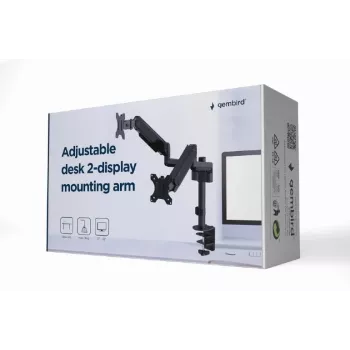 Soporte de sobremesa ajustable GEMBIRD para 2 monitores, 17–32 pulgadas