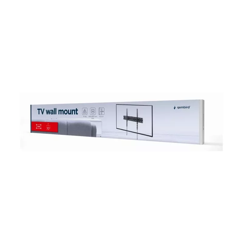Soporte de TV Gembird WM-70F-01 Negro para televisores de 37–70 pulgadas, 40 kg, VESA 200x200–600x400, 2,5 cm extraplano