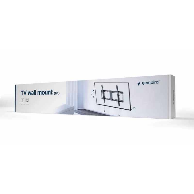 Soporte de pared para TV GEMBIRD WM-80T-01 para pantallas de 37–80 pulgadas, acero, inclinable -12°/+3°, VESA 200x200–600x400, 70 kg