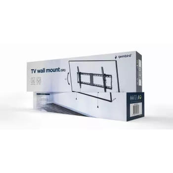 Soporte de pared para TV Gembird WM-90T-01 para pantallas de 43–90 pulgadas, VESA 200x200–800x400, inclinación -12°–3°, capacidad de carga 70 kg, negro