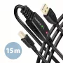 Axagon ADR-215B Cable USB 2.0 A-M -> B-M activo de conexión/repetidor 15 m
