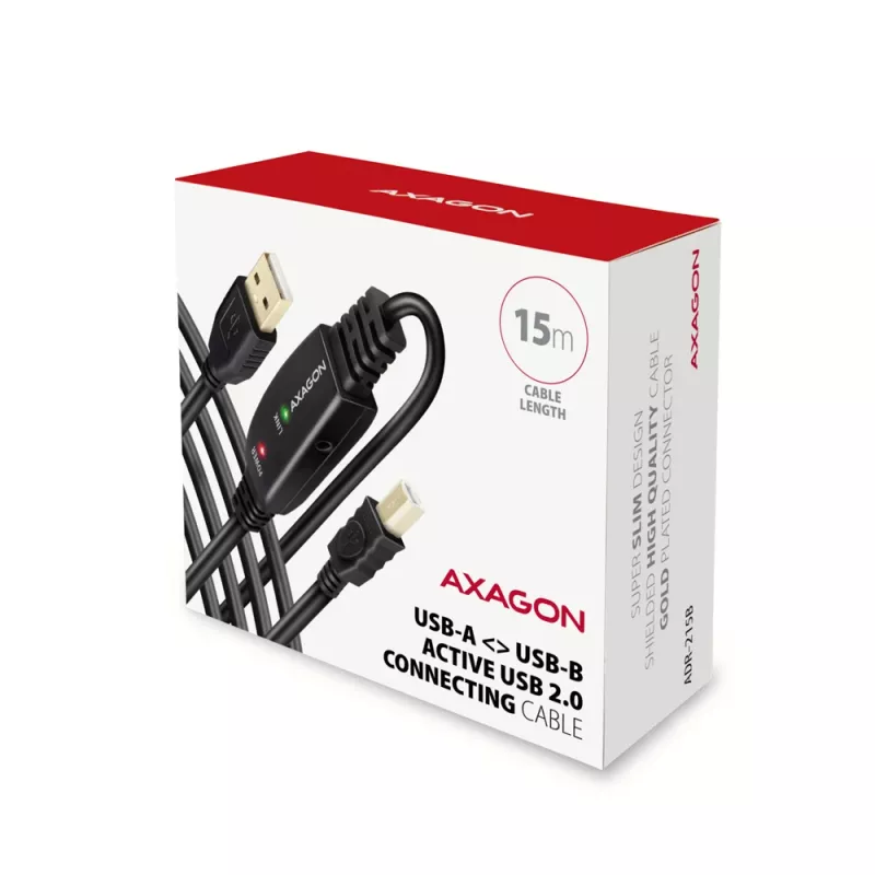 Axagon ADR-215B Cable USB 2.0 A-M -> B-M activo de conexión/repetidor 15 m