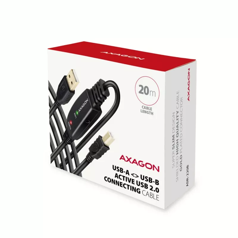 Axagon ADR-220B Cable USB 2.0 A-M -> B-M activo de conexión/repetidor 20 m