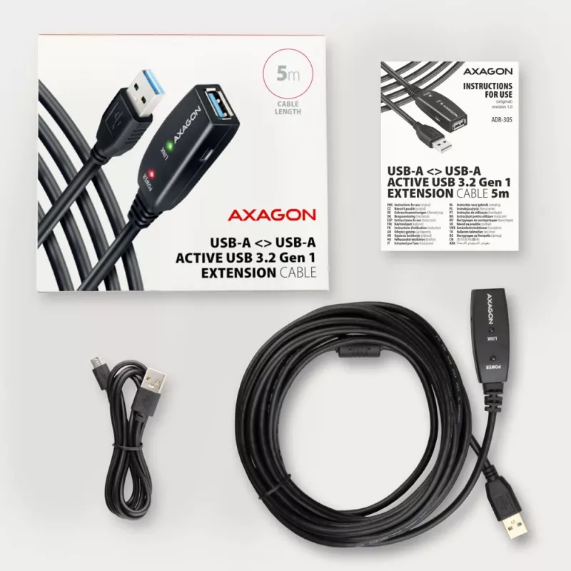 Axagon ADR-305 Cable USB 3.2 Gen 1 A-M -> A-F activo de prolongación/repetidor 5 m