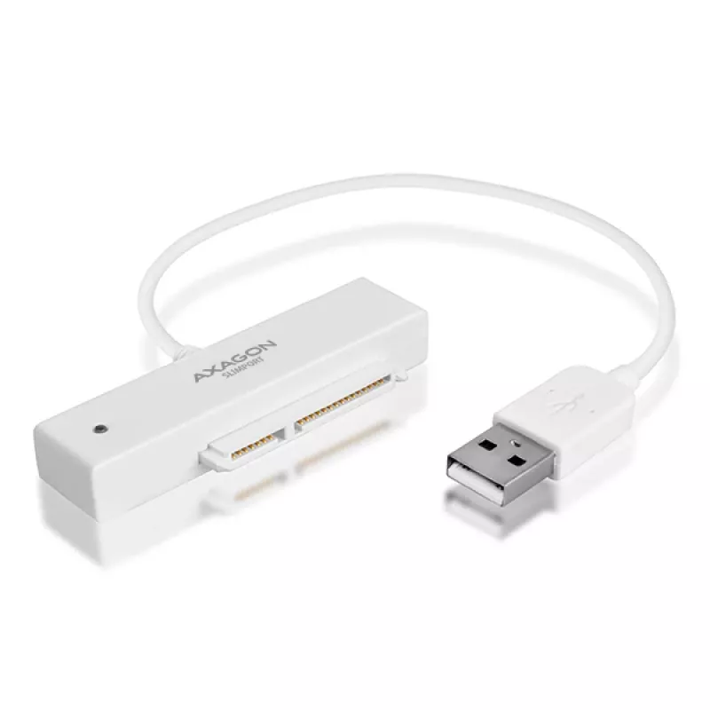 AXAGON ADSA-1S adaptador USB 2.0 para SSD/HDD SATA de 2,5 pulgadas con carcasa, 480 Mbit/s, blanco