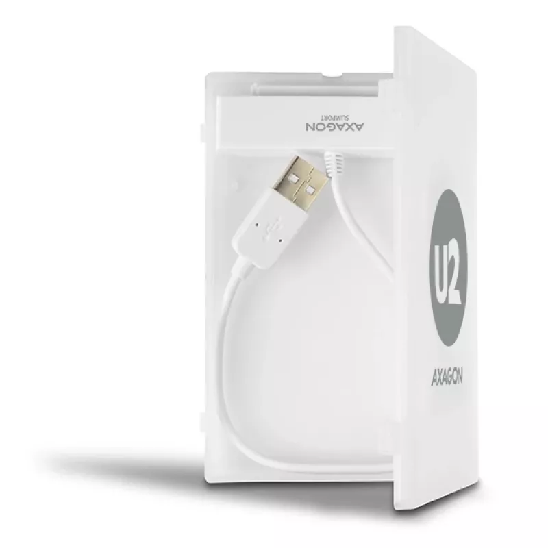 AXAGON ADSA-1S adaptador USB 2.0 para SSD/HDD SATA de 2,5 pulgadas con carcasa, 480 Mbit/s, blanco