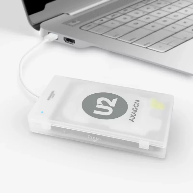 AXAGON ADSA-1S adaptador USB 2.0 para SSD/HDD SATA de 2,5 pulgadas con carcasa, 480 Mbit/s, blanco