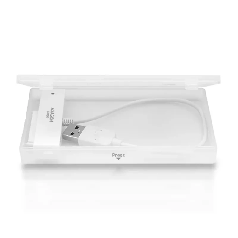 AXAGON ADSA-1S adaptador USB 2.0 para SSD/HDD SATA de 2,5 pulgadas con carcasa, 480 Mbit/s, blanco