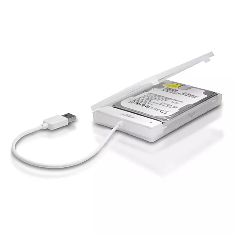 AXAGON ADSA-1S adaptador USB 2.0 para SSD/HDD SATA de 2,5 pulgadas con carcasa, 480 Mbit/s, blanco