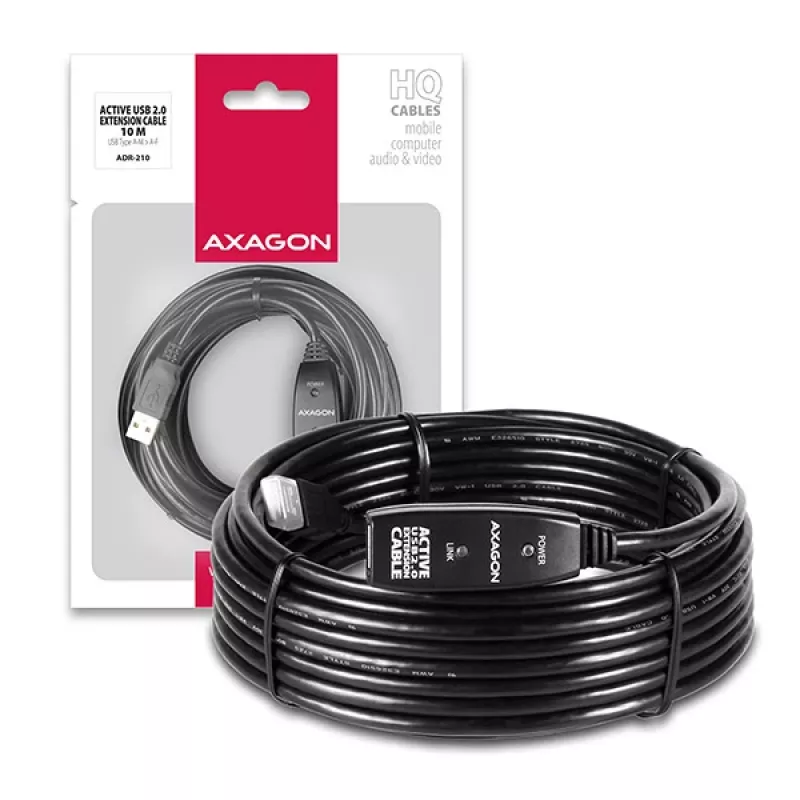 Axagon ADR-210 Cable USB 2.0 A-M -> A-F activo de prolongación/repetidor 10 m