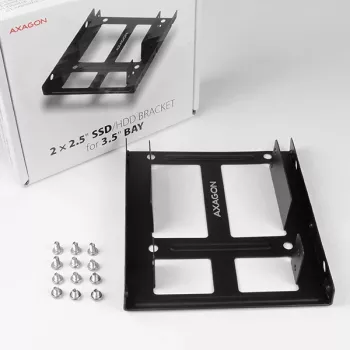 Axagon RHD-225 METAL Soporte para 2x HDD/SSD de 2,5 pulgadas en bahía de 3,5 pulgadas, soporte para ventilador