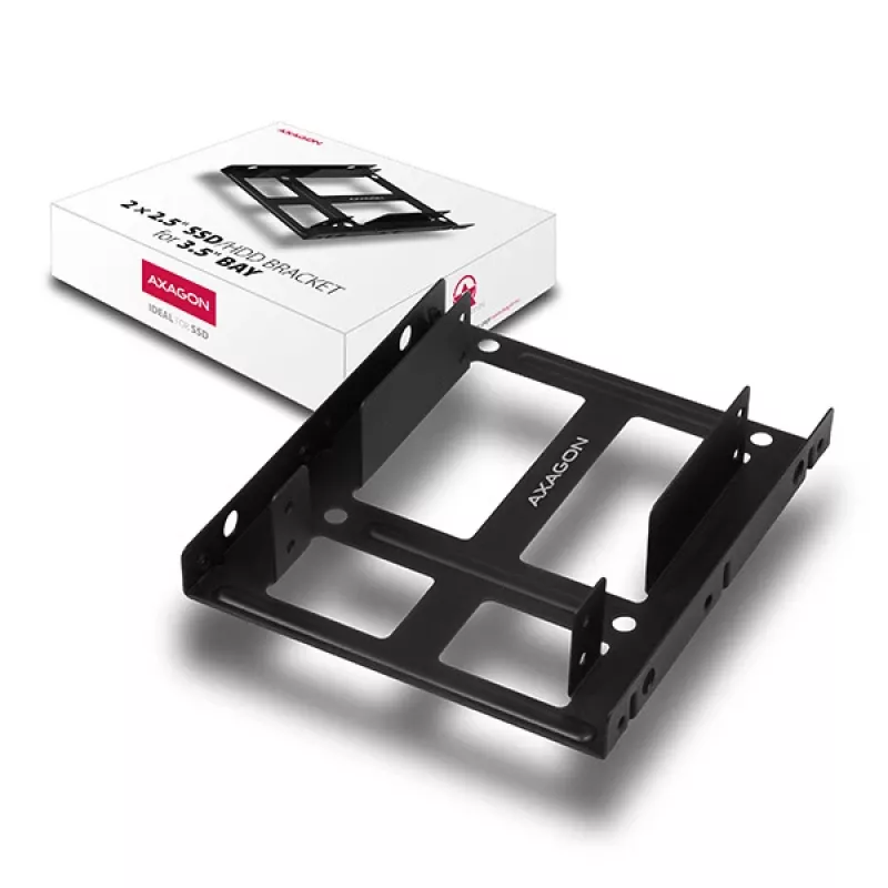 Axagon RHD-225 METAL Soporte para 2x HDD/SSD de 2,5 pulgadas en bahía de 3,5 pulgadas, soporte para ventilador