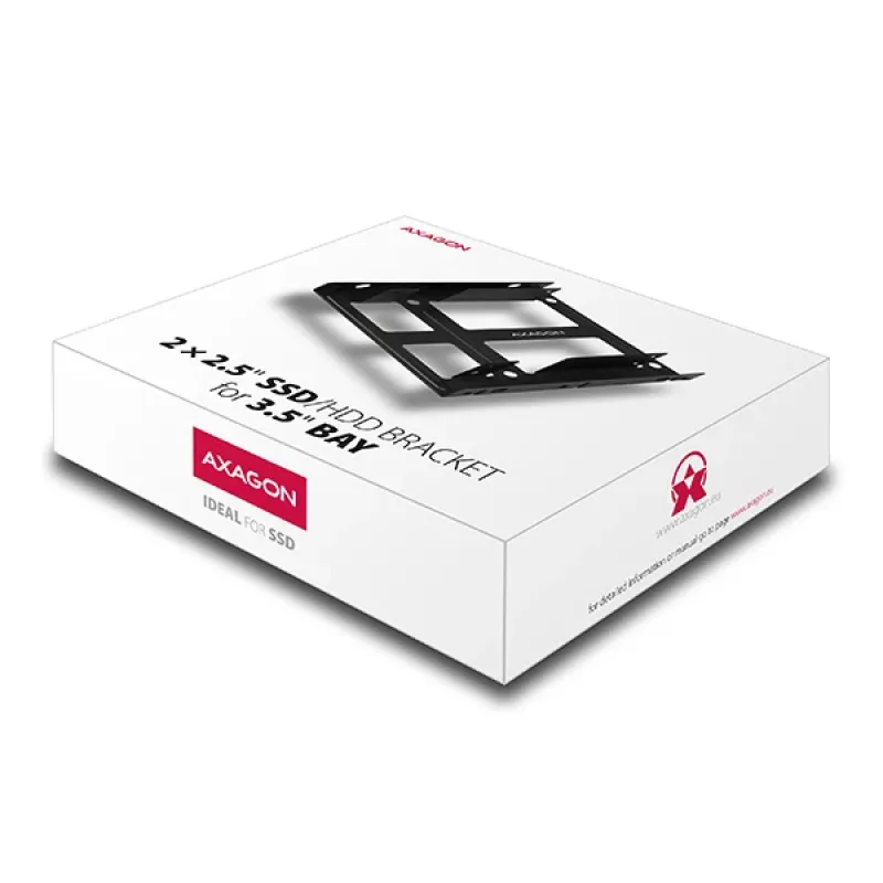 Axagon RHD-225 METAL Soporte para 2x HDD/SSD de 2,5 pulgadas en bahía de 3,5 pulgadas, soporte para ventilador