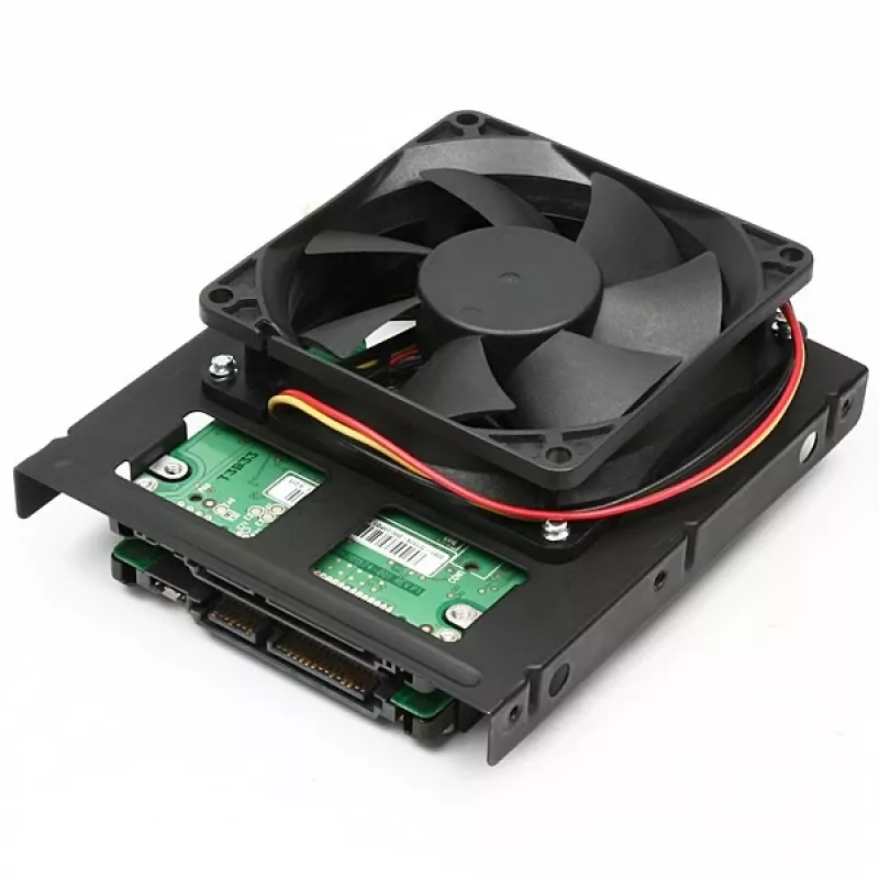 Axagon RHD-225 METAL Soporte para 2x HDD/SSD de 2,5 pulgadas en bahía de 3,5 pulgadas, soporte para ventilador