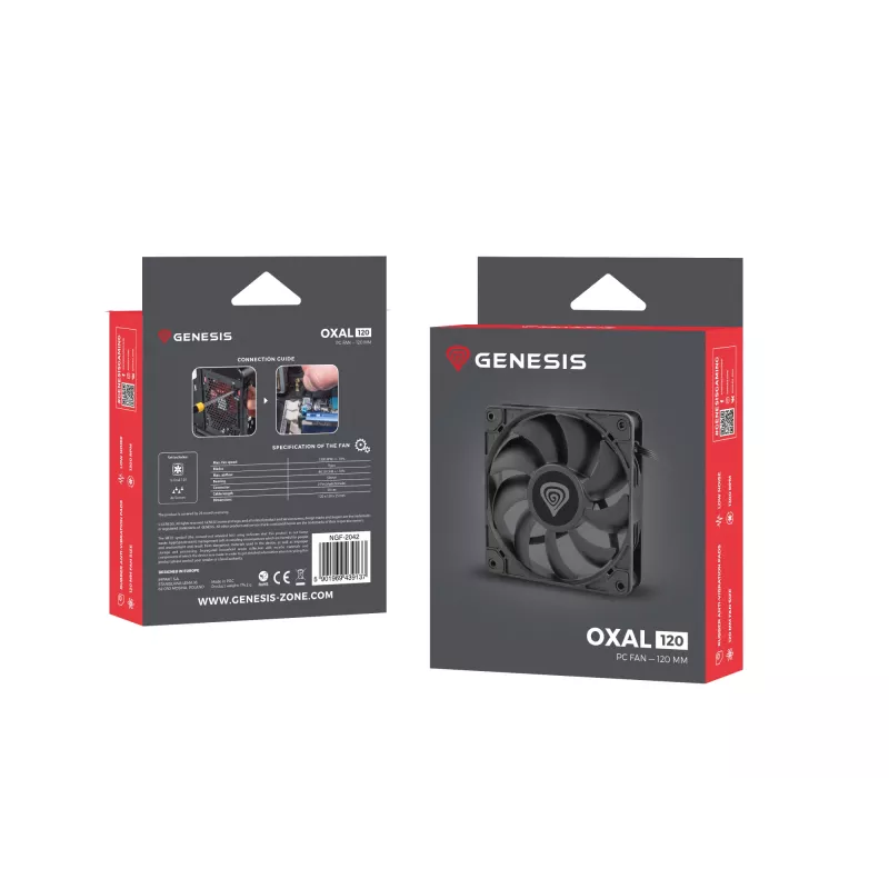 GENESIS Oxal 120 Ventilador para caja de ordenador 12 cm Negro 1 ud.