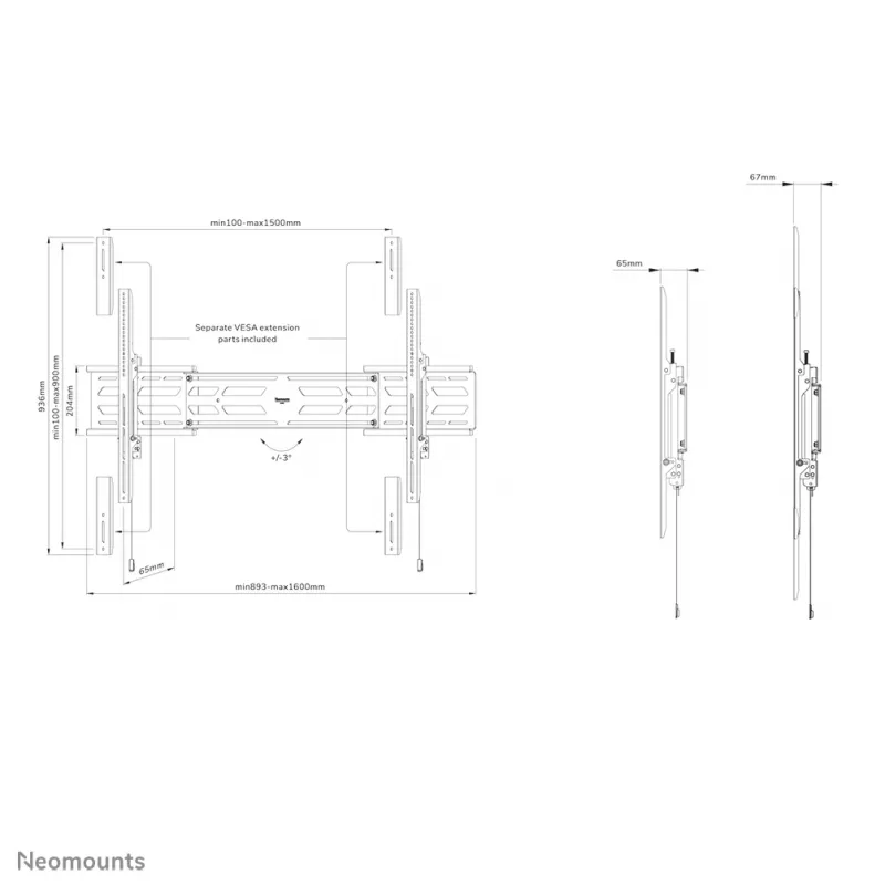 Neomounts WL30S-950BL19 Soporte de pared para cargas pesadas 55-115