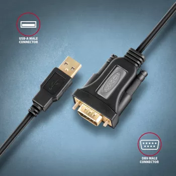 Cable adaptador Axagon ADS-1PQN USB-A 2.0 - serie RS-232 DB9-M FTDI