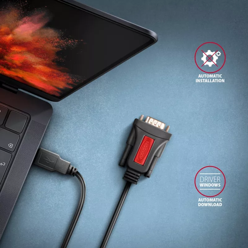 Cable adaptador Axagon ADS-1PSN USB-A 2.0 - serie RS-232 DB9-M Prolific 1,5 m