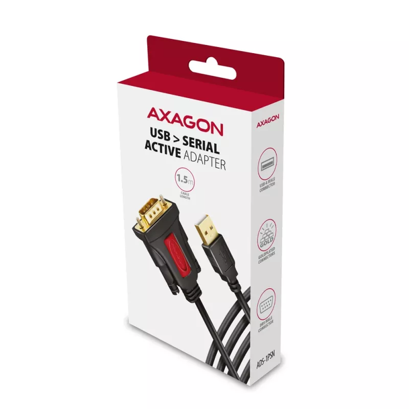 Cable adaptador Axagon ADS-1PSN USB-A 2.0 - serie RS-232 DB9-M Prolific 1,5 m