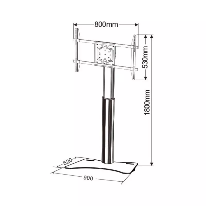 Techly ICA-TR39 soporte de suelo para TV, 32-70 pulgadas, 40 kg, VESA 800x400, negro/plateado