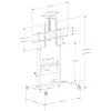 Techly ICA-TR230 carrito móvil para TV de 52-110 pulgadas, altura regulable 1550-1820 mm, VESA hasta 1200x600, 120 kg, 2 estantes, negro