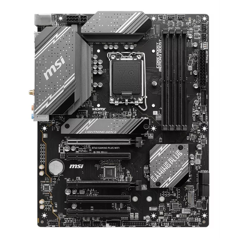Placa base MSI B760 GAMING PLUS WIFI — Intel B760, LGA 1700, ATX, DDR5, 4 DIMM, Wi‑Fi 6E, 2.5Gb LAN
