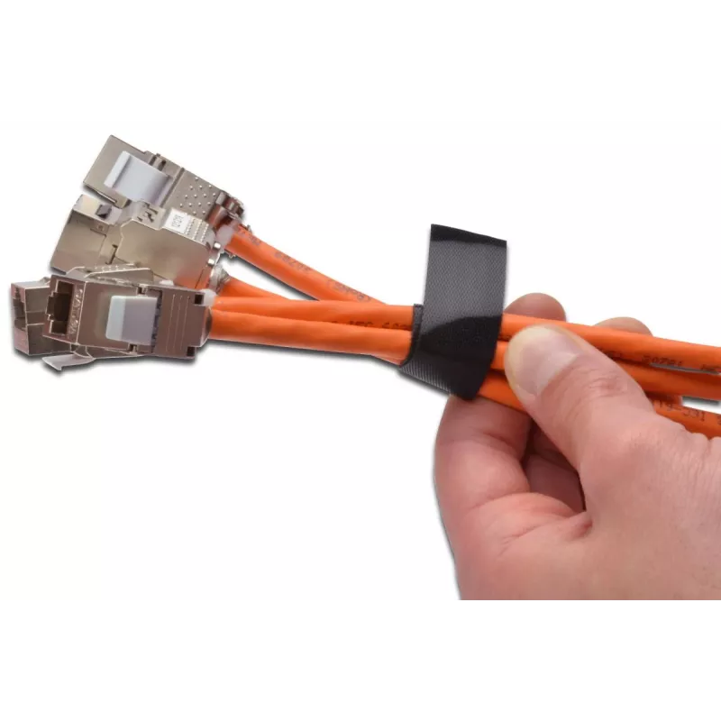 DIGITUS cinta de velcro, 20 mm de ancho para cableado estructurado, rollo de 10 m, color negro