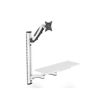 DIGITUS soporte de pared para estación de trabajo (monitor, teclado, ratón) 32 pulgadas, 8 kg, VESA 75x75/100x100, blanco/negro