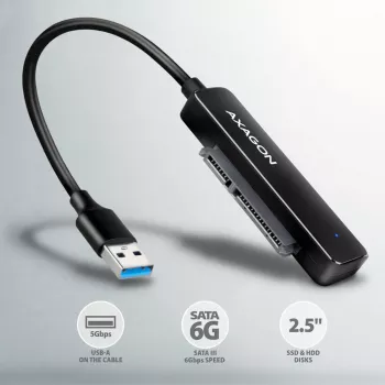 Tarjeta de interfaz Axagon ADSA-FP2A USB 3.2 Gen 1 SATA conector macho negro