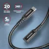 Cable de extensión Axagon BUCM32-CF10AB SPEED+ USB-C USB 20Gbps 1 m