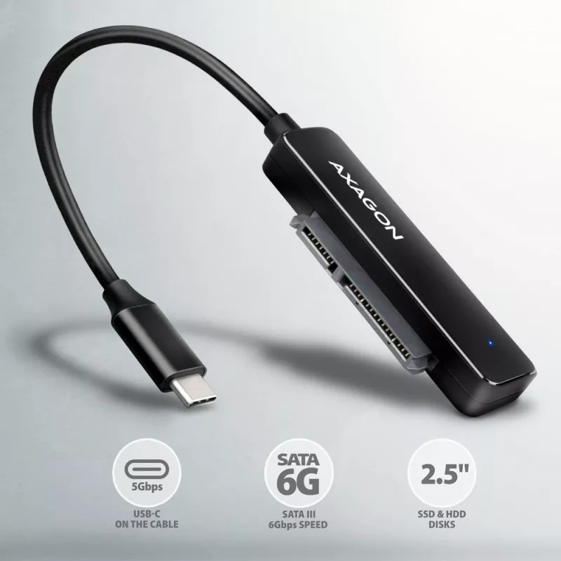Axagon ADSA-FP2C USB-C 5Gbps - SATA 6G, adaptador SSD/HDD SLIM 2.5 - Adaptador - Tarjetas/adaptadores de interfaz digital/datos