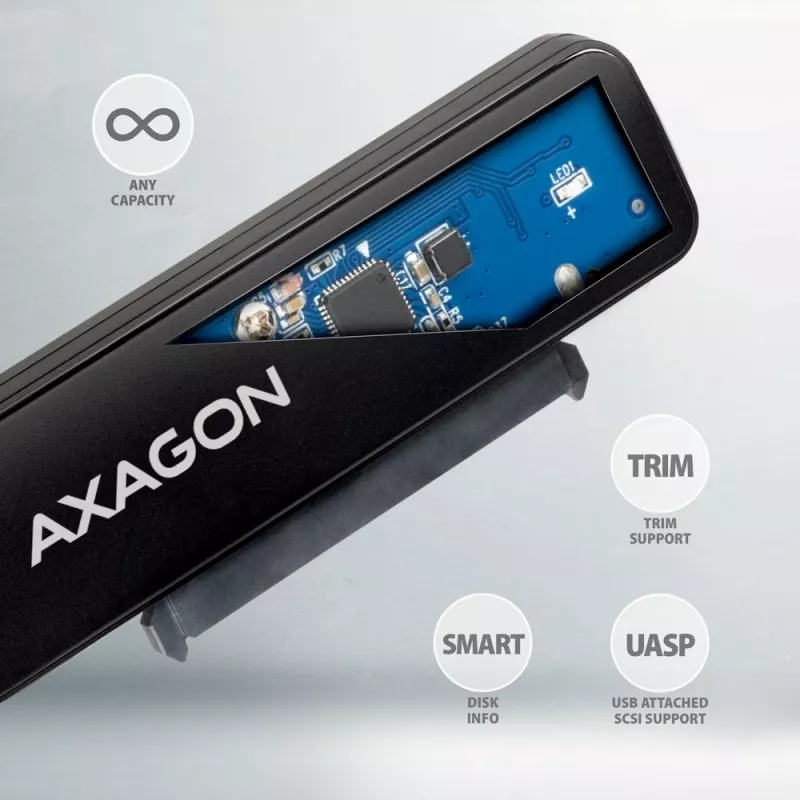 Axagon ADSA-FP2C USB-C 5Gbps - SATA 6G, adaptador SSD/HDD SLIM 2.5 - Adaptador - Tarjetas/adaptadores de interfaz digital/datos