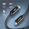 Cable USB de datos y carga Axagon BUCM2-CM25AB 480Mbps 2,5 m. PD 240W, 5A. Negro trenzado