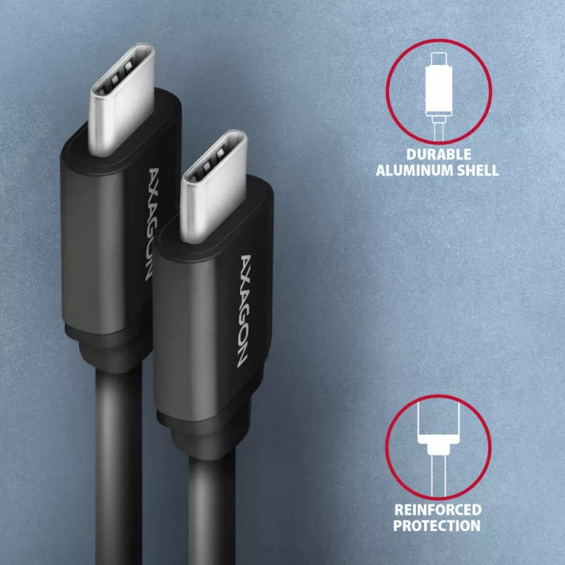 Cable USB Axagon BUCM-CM20TB 1,1m PD 60W 3A negro