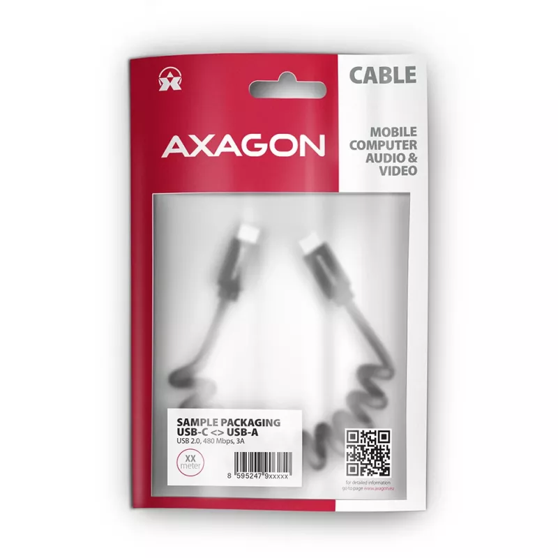Cable USB Axagon BUCM-CM20TB 1,1m PD 60W 3A negro