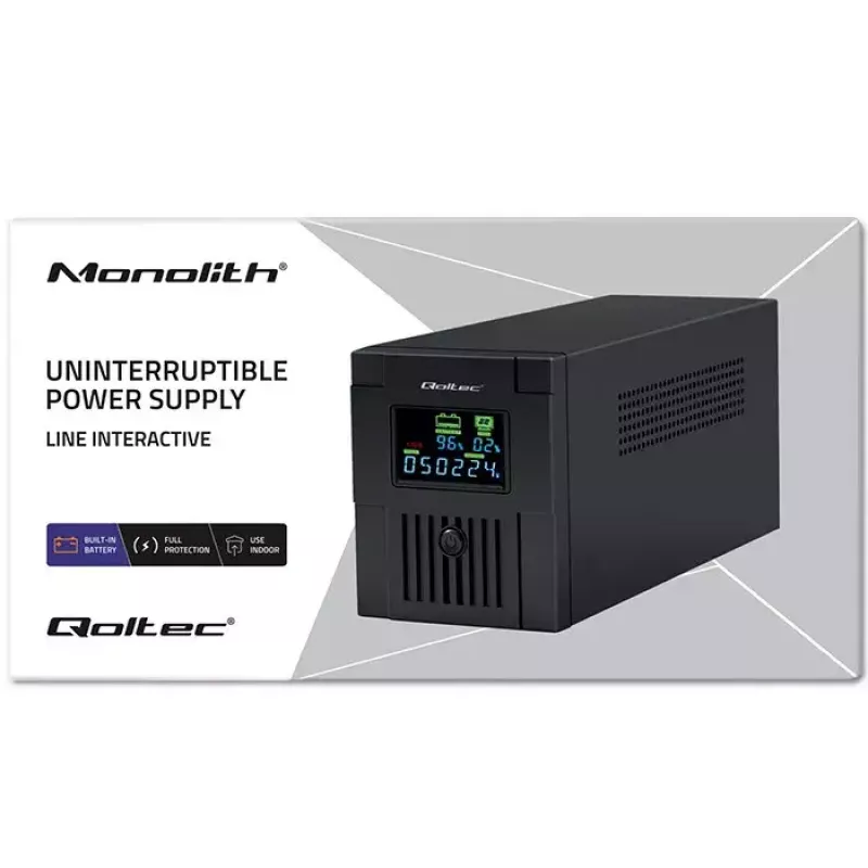 Sistema de alimentación ininterrumpida Qoltec 53771 2 kVA 1200 W 2 salidas AC