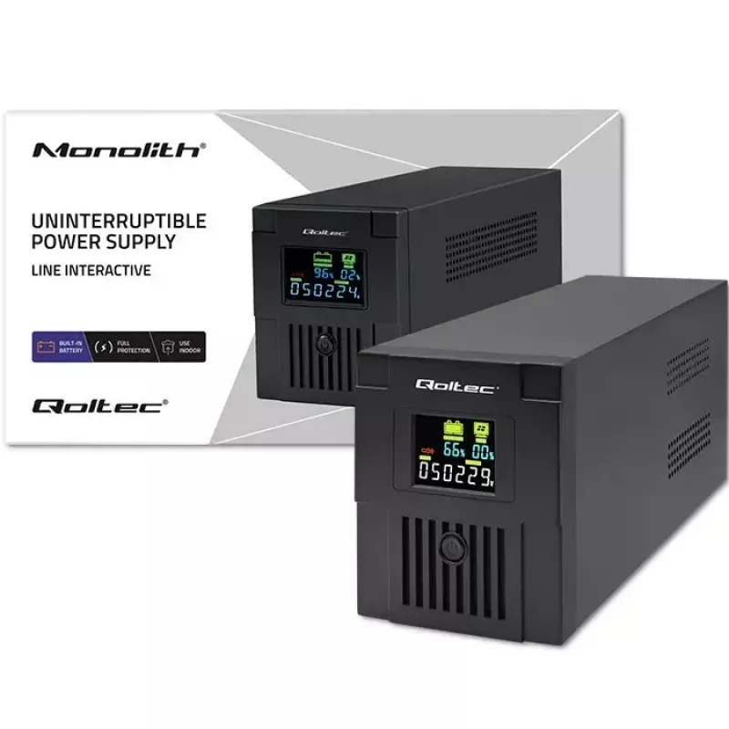 Sistema de alimentación ininterrumpida Qoltec 53771 2 kVA 1200 W 2 salidas AC